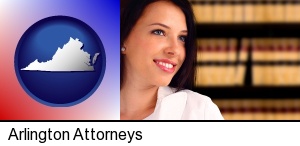 Arlington, Virginia - a young, female attorney in a law library