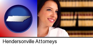 Hendersonville, Tennessee - a young, female attorney in a law library