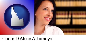 Coeur D Alene, Idaho - a young, female attorney in a law library