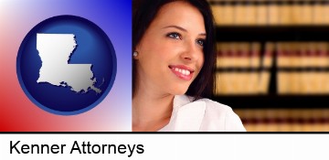 a young, female attorney in a law library in Kenner, LA