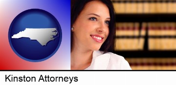 a young, female attorney in a law library in Kinston, NC