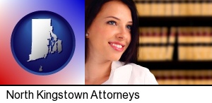 a young, female attorney in a law library in North Kingstown, RI